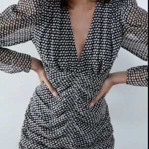 ZARA SEXY MINI DRAPED DRESS NWT POLKA DOT